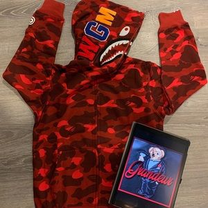 Bape A Bathing Ape Red Camo Shark Hoodie
